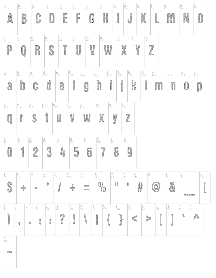 DCC Stained Aliens font map